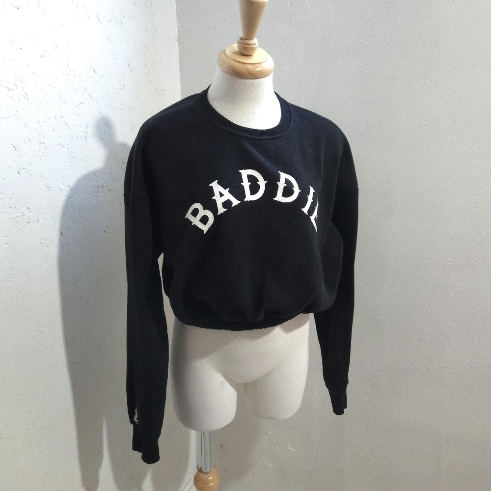 Street wear society | Black Women's cropped Sweater baddie text